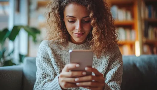 mujer que escribe en el celular