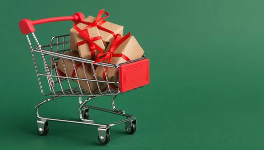 carrito de compras con regalos navideños