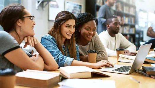 students in a library